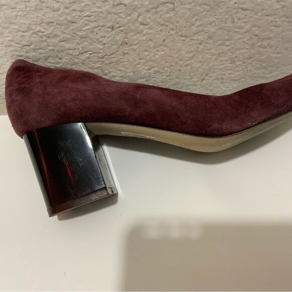 J Crew Womens size 9.5 Heels Pumps Suede Cabernet Shoes - Picture 3 of 12